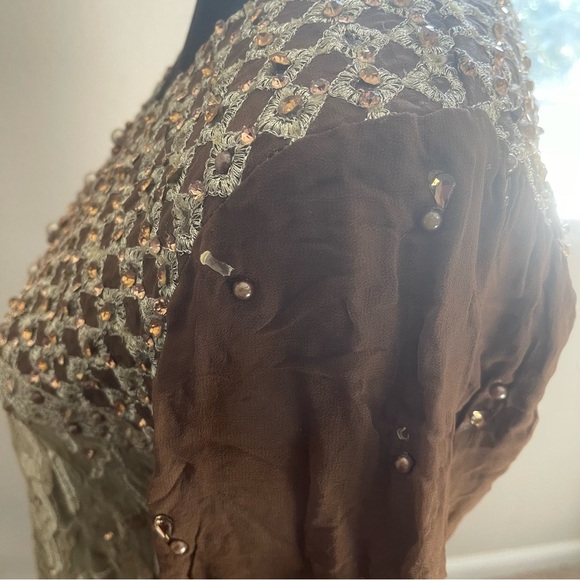 Pakistani Indian Desi Party Wear Maxi Dress (Flawed) Refer to pics Color Green - Picture 8 of 12